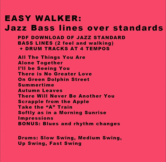 Easy Walker E-Book : Jazz bass lines over standards